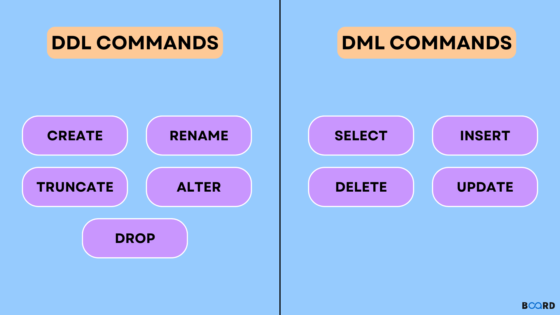 DDL and DML Commands Explanation and Differences Board Infinity