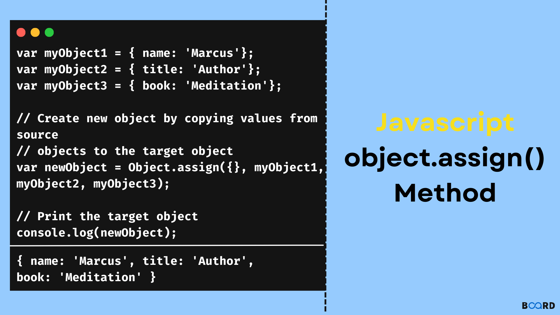 javascript assignment from object